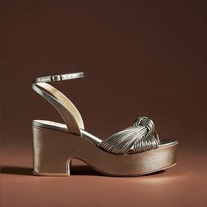 Anthropologie Guilhermina Knotted Platform Heels, Slate